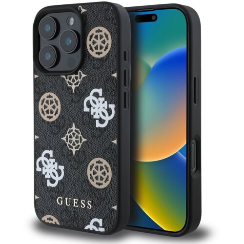 Guess Originalni ovitek GUHMP16LP4PWPK za iPhone 16 Pro - MagSafe - Stamp - PU - črn, (21758579) Cene