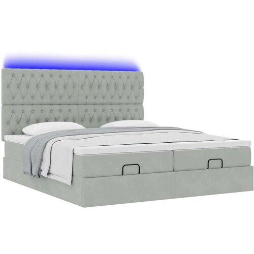 vidaXL Otomanski posteljni okvir z vzmetnicami siv 160x200 cm žamet Cene