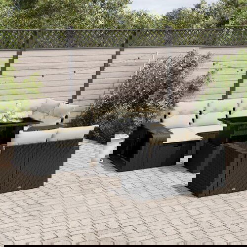 VidaXL 11-dijelni set vrtnih sofa od poliratana s jastucima crni Slike