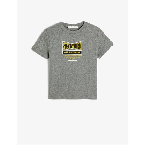 Koton T-Shirt Motto Printed Short Sleeve Crew Neck Cene
