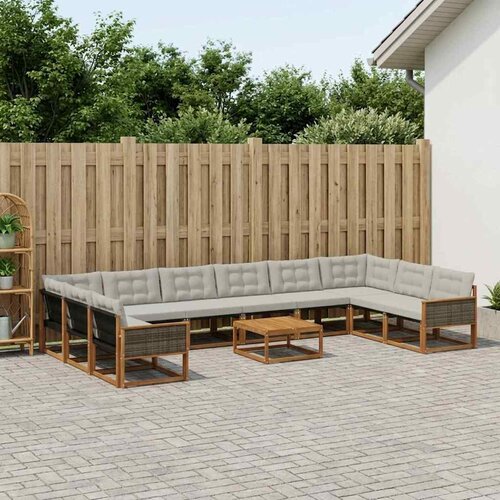  Set vanjskih sofa s jastukom 11 pcs Prirodna i svjetlosiva Cene
