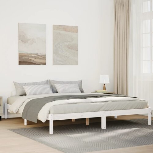  Dugi okvir kreveta bez madraca bijeli 180 x 210 cm od borovine Cijene