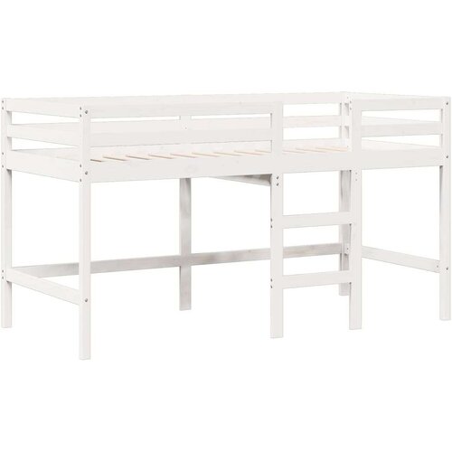 VidaXL Visoki krevet s krovom bijeli 90 x 190 cm od masivne borovine Slike