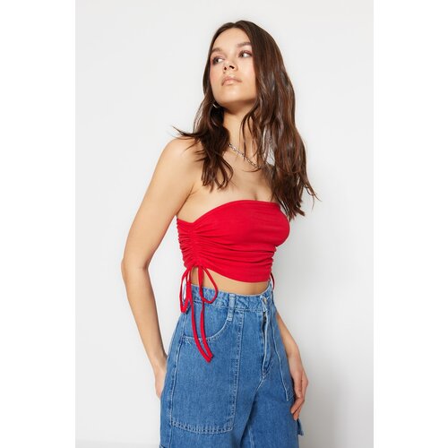 Trendyol Crop Top - Red - Plain Slike