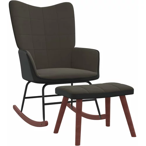 vidaXL Stolica za ljuljanje s osloncem za noge tamnosiva baršun/PVC