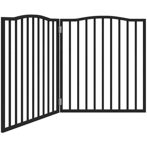 VidaXL Vrata za pse s 2 panela sklopiva crna 160 cm od drva topole Slike