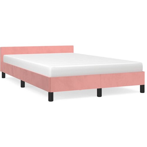 Maison Chic Posteljni okvir - Dvoposteljna postelja - Zakonska postelja z vzglavjem brez vzmetnice roza 120x200cm žamet, (21693540) Slike