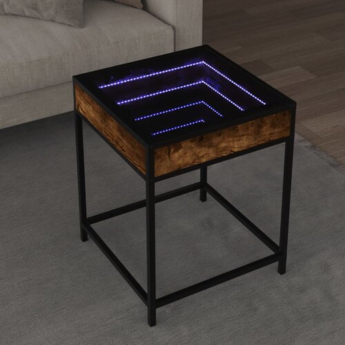 vidaXL Stolić s beskonačnim LED svjetlima boja hrasta 40 x 40 x 51 cm Cijene
