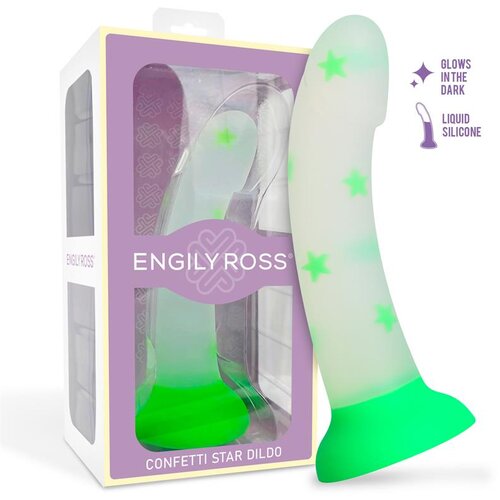 ENGILY ROSS Dildox Glow-In-The-Dark Confetti Stars Liquid Silicone Dildo 17cm Slike
