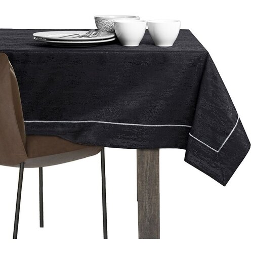 AmeliaHome Stolnjak Vesta s man&amp;scaron;etom i obrubom 120x220 cm, crna Slike