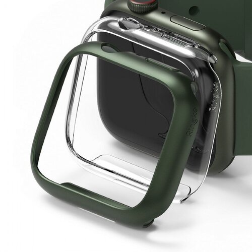 Za&scaron;čita za Apple Watch 7 (45mm) Ringke Slim 2-Pack Clear & Deep Green Cene