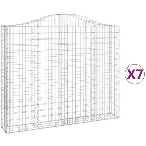 vidaXL Obokane gabion košare 7 kosov 200x30x160/180cm pocinkano železo, (21000178) Cene