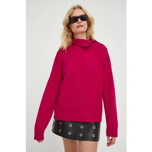 The Kooples Vuneni pulover za žene, boja: ružičasta, s poludolčevitom
