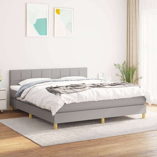  Box spring postelja z vzmetnico svetlo siva 160x200 cm žamet, (20846637) Slike