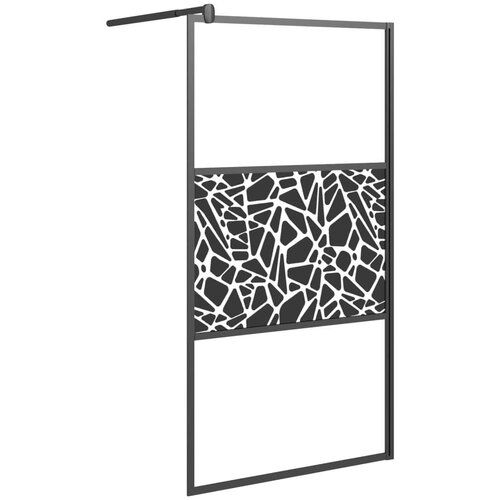 VidaXL Pregrada za tu&amp;scaron; 115 x 195 cm staklo ESG s uzorkom kamena crna Slike
