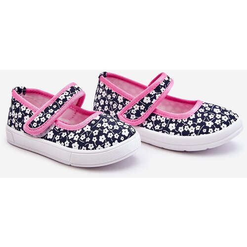 Kesi Children&amp;#039;s ballerinas with Velcro in navy blue and pink Selah Slike