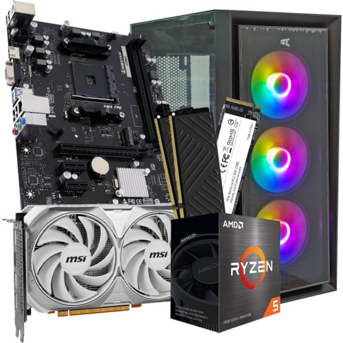 GNC GAMER VENOM AMD Ryzen 5 5500, RTX 4060 8GB, A520, 16GB DDR4, SSD TB, PSU 550W Slike