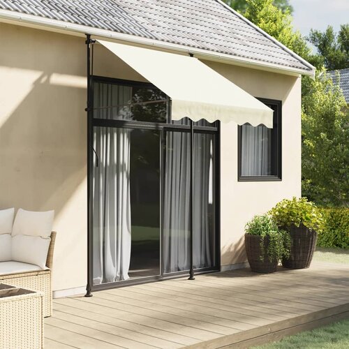 vidaXL Zložljiva tenda krem 150x150 cm tkanina in jeklo Cene