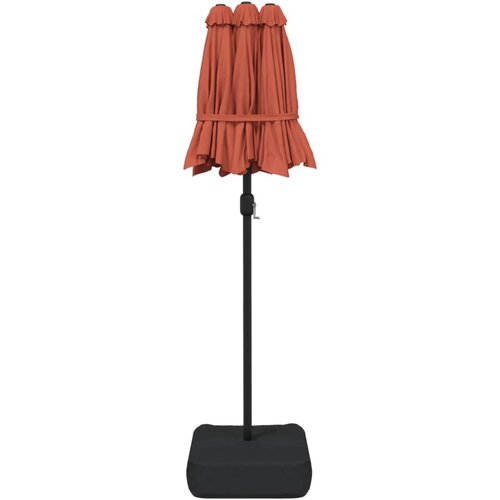  Dvostruki vrtni suncobran s LED svjetlima terakota 316 x 145 cm Slike