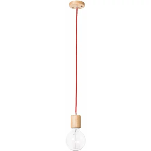 SULION Obesna svetilka z rdečim kablom Wood