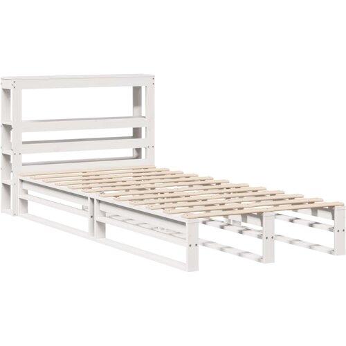 vidaXL Posteljni okvir z vzglavjem bel 90x200 cm trdna borovina, (21322368) Cene