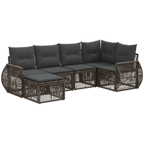  Sjedeća garnitura za vrt 6 kom. Siva i tamno siva poliratan 70 x 62 x 70 cm Slike