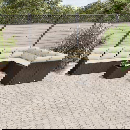 VidaXL 11-dijelni set vrtnih sofa od poliratana s jastucima smeđi Slike