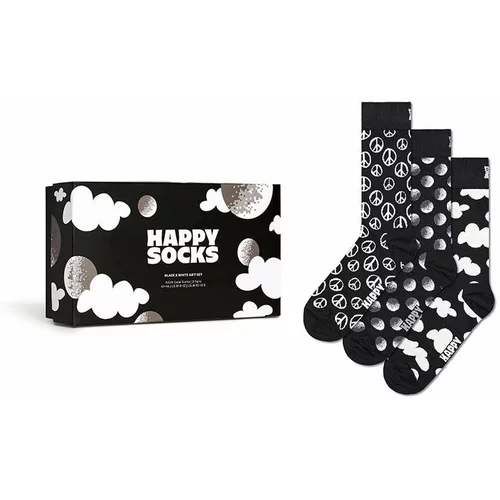 Happy Socks Čarape Gift Box Black White 3-pack boja: crna