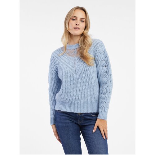 Orsay Light Blue Women's Sweater with Lace - Women Slike