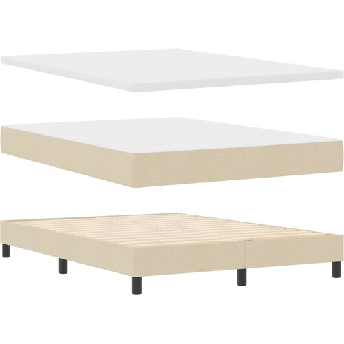 vidaXL Box spring krevet s uzglavljem Krema 140 x 190 cm tkanina - Krema 140 x 190 cm Dizajn s rombovima Cene