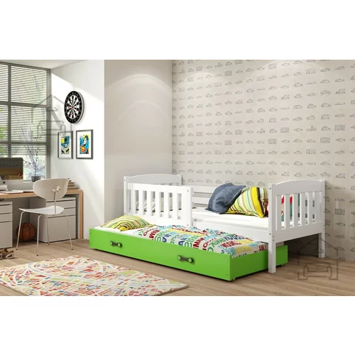 BMS Group Otroška postelja Kubus z dodatnim ležiščem - 90x200 cm - bela/zelena