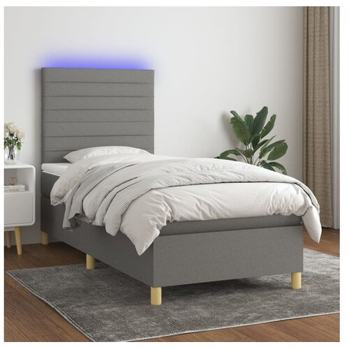  Krevet box spring s madracem LED tamnosivi 80 x 200 cm tkanina Cene