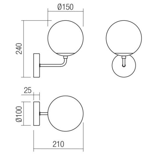  Redo 01-3147 - Zidno svetlo BOWLING 1xE27/42W/230V zlatno Slike