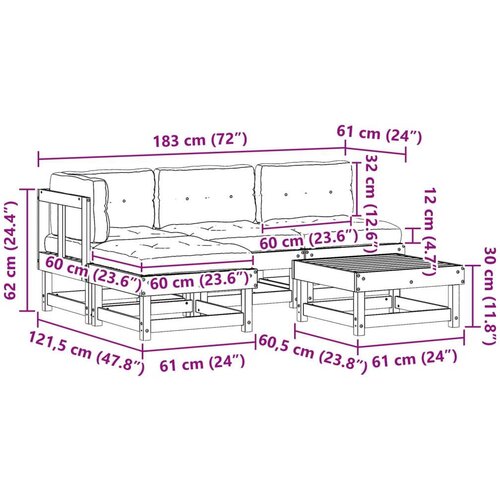  Set lounge namje&amp;scaron;taja za vrt 13 pcs Vosak smeđa i taupe - Vosak smeđa bor Slike
