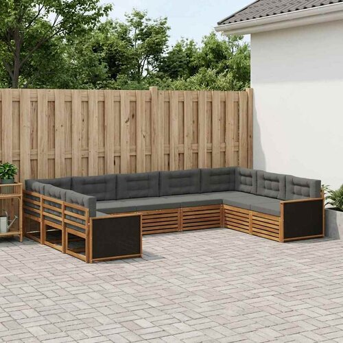 Set vanjskih sofa 9 kom. Prirodna i antracit Smeđa Slike