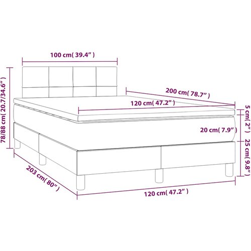  Krevet box spring s madracem LED crni 120 x 200 cm od tkanine Slike