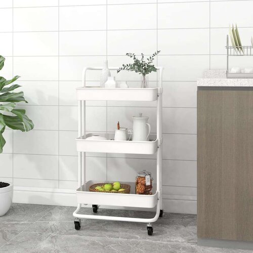 vidaXL Kuhinjska kolica s 3 razine bijela 42x25x83,5 cm željezo i ABS Cijene