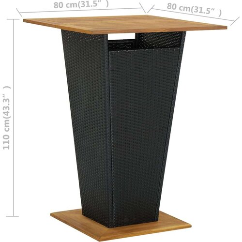 In barski stol crni 80x80x110 cm poliratan i masivno drvo bagrema Cijene