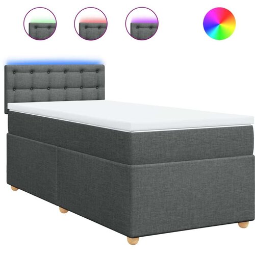 VidaXL Krevet s oprugama i madracem tamnosivi 100 x 200 cm od tkanine Slike