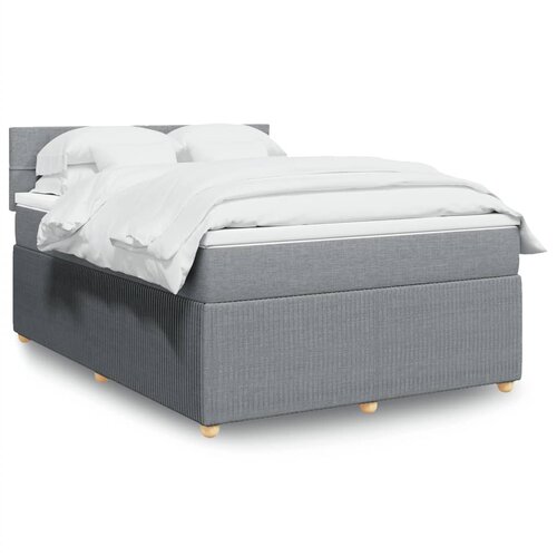 VidaXL Krevet box spring s madracem svjetlosivi 140x200 cm od tkanine Slike