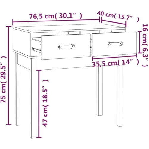 VidaXL Konzolni stol crni 76,5x40x75 cm od masivne borovine Slike
