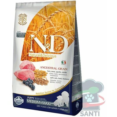 Farmina N&D hrana za štence low grain (jagnjetina, borovnica) lamb & blueberry (puppy, medium & maxi) 2.5kg Slike