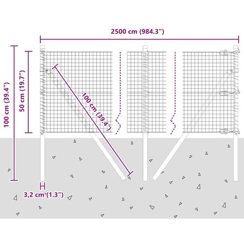 vidaXL Komplet Stebrov Ograje Komplet 2 Pocinkano jeklo 25 x 0.5 m Cene