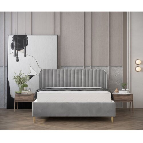 Maison de R&amp;ecirc;ve Siva oblazinjena zakonska postelja s prostorom za shranjevanje z letvenim dnom 160x200 cm Noto &amp;ndash; Slike