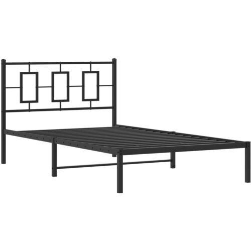 vidaXL Kovinski posteljni okvir z vzglavjem črn 107x203 cm, (21048427) Cene