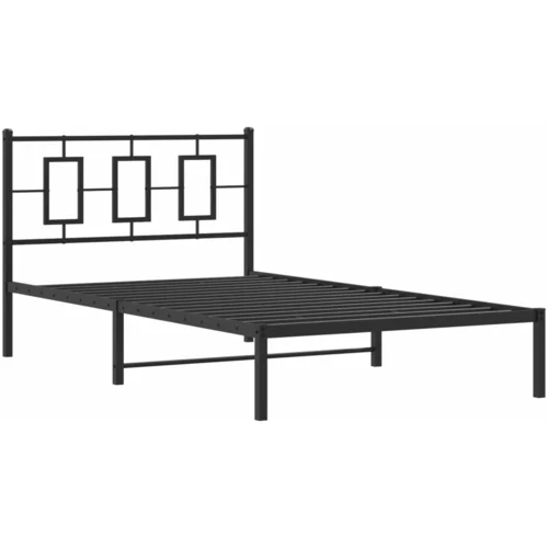 vidaXL Kovinski posteljni okvir z vzglavjem črn 107x203 cm, (21048427)