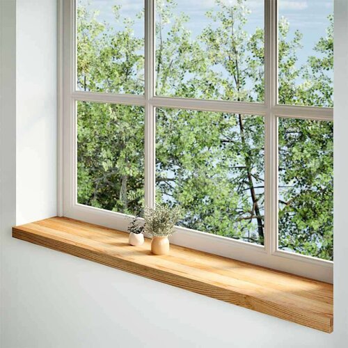 VidaXL Prozorske klupice 2 kom svijetlosmeđe 140x25x2 cm masivne hrast Slike