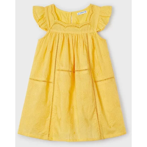 Mayoral Otroška bombažna obleka rumena barva