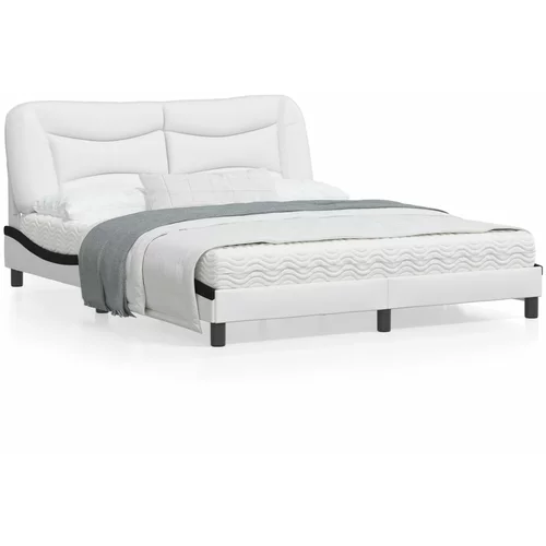 vidaXL Okvir kreveta LED bijelo-crni 160 x 200 cm od umjetne kože
