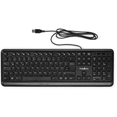 Nedis Žična tipkovnica USB-A QWERTY z nem&scaron;ko razporeditvijo, 104 gumbi, Črna, (5000087256) Cene